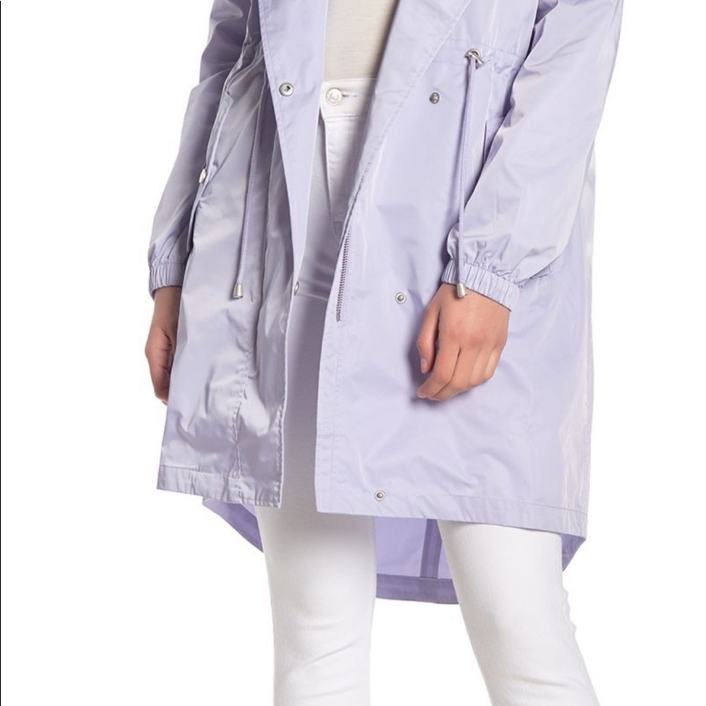 AVEC LES FILLES Purple Solid Hooded Long Anorak - Picture 4 of 5